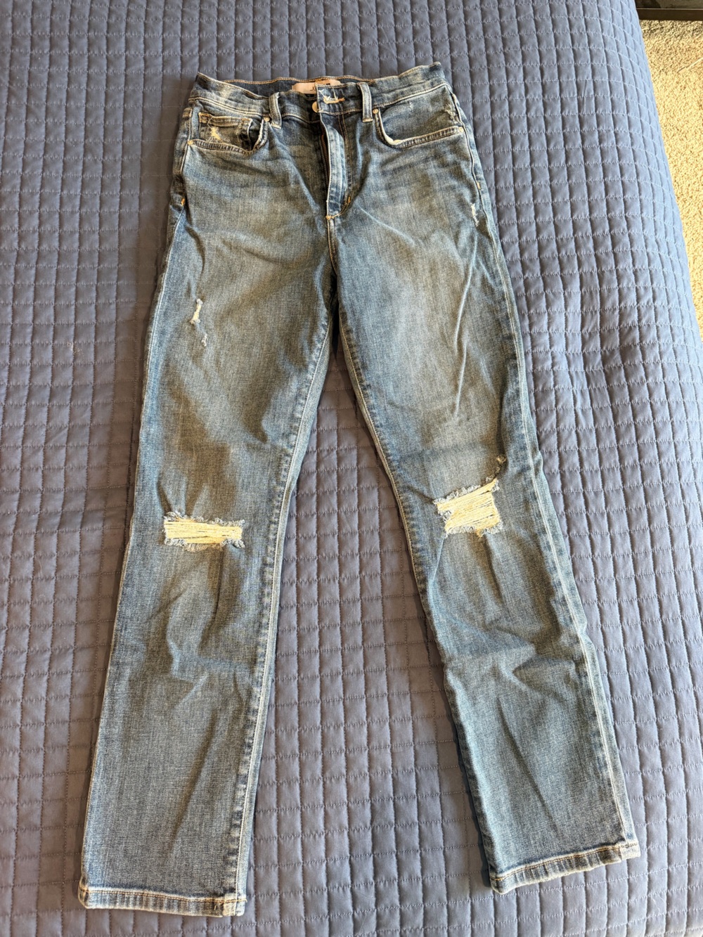 Joe's Jeans Distressed Light Blue Straight Leg Jeans